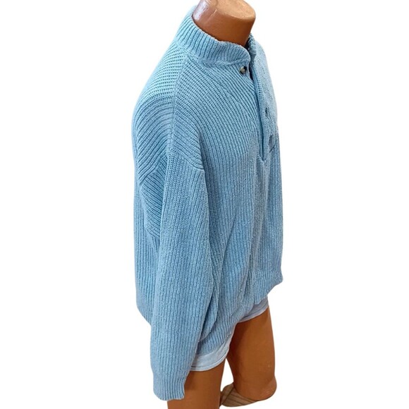 Vintage Binghamton Knitting Co Henley Sweater Light Blue Medium Made in USA - Picture 3 of 7